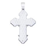 14k White Gold Large Gothic Cross Pendant | 11.84 Carat Round-Cut Diamond & Multicolor Gems