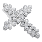 14k White Gold Flower Cross Pendant | 7.10 Carat Pear-Cut & Round-Cut Diamond