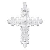 14k White Gold Flower Cross Pendant | 7.10 Carat Pear-Cut & Round-Cut Diamond