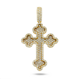 14K Yellow Gold Orthodox Cross Pendant | 1.75 Carat Round-Cut Diamond