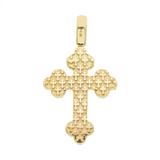 14K Yellow Gold Orthodox Cross Pendant | 1.75 Carat Round-Cut Diamond