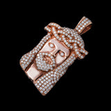 14K Rose Gold Jesus Head Pendant | 3.50 Carat Round-Cut Diamond