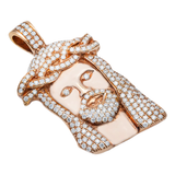 14K Rose Gold Jesus Head Pendant | 3.50 Carat Round-Cut Diamond