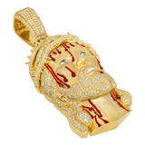 14K Yellow Gold Bleeding Jesus Head Pendant | 9.35 Carat Round-Cut Diamond