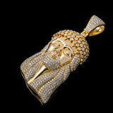 14K Yellow Gold Jesus Head Pendant | 9.60 Carat Round-Cut Diamond