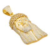 14K Yellow Gold Jesus Head Pendant | 9.60 Carat Round-Cut Diamond