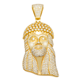 14K Yellow Gold Jesus Head Pendant | 9.60 Carat Round-Cut Diamond