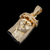 14K Yellow Gold Jesus Head Pendant | 2.50 Carat Round-Cut Diamond