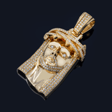 14K Yellow Gold Jesus Head Pendant | 2.50 Carat Round-Cut Diamond