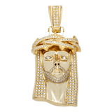14K Yellow Gold Jesus Head Pendant | 2.50 Carat Round-Cut Diamond