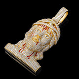 14K Yellow Gold Bleeding Jesus Head Pendant | 12.60 Carat Round-Cut Diamond