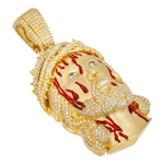 Side view of 14K Yellow Gold Diamond Jesus Piece – 3.60 CT Round-Cut Stones with Dripping Crown Detail