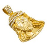 14K Yellow Gold Jesus Head Pendant | 1.00 Carat Round-Cut Diamond