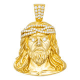 14K Yellow Gold Jesus Head Pendant | 1.00 Carat Round-Cut Diamond