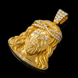 14K Yellow Gold Jesus Head Pendant | 1.62 Carat Round-Cut Diamond
