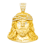 14K Yellow Gold Jesus Head Pendant | 1.62 Carat Round-Cut Diamond