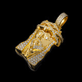 14K Yellow Gold Jesus Head Pendant | 3.71 Carat Round-Cut Diamond