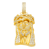 14K Yellow Gold Jesus Head Pendant | 3.71 Carat Round-Cut Diamond