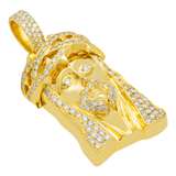 14K Yellow Gold Jesus Head Pendant | 3.71 Carat Round-Cut Diamond