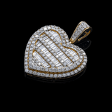 14K Yellow Gold Radiant Love Heart Pendant | 2.75 Carat Baguette-Cut & Round-Cut Diamond
