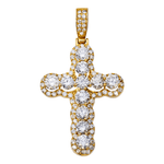 Close-up of 14K Yellow Gold Halo Cross Pendant – Iced Out with 3.65 Carats of Round-Cut Diamonds