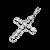 14k White Gold Halo Royal Cross Pendant | 3.65 Carat Round-Cut Diamond