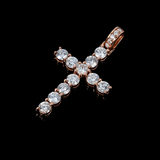 14K Rose Gold Prong Set Cross Pendant | 2.93 Carat Round-Cut Diamond