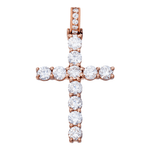 Close-up of 14K Rose Gold Cross Pendant – 2.93 CT Prong Set Round Diamonds with Elegant Shine