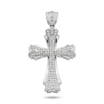 Close-up of 14K White Gold Orthodox Cross Pendant – 1.50 Carat Round-Cut Diamond Iced Design