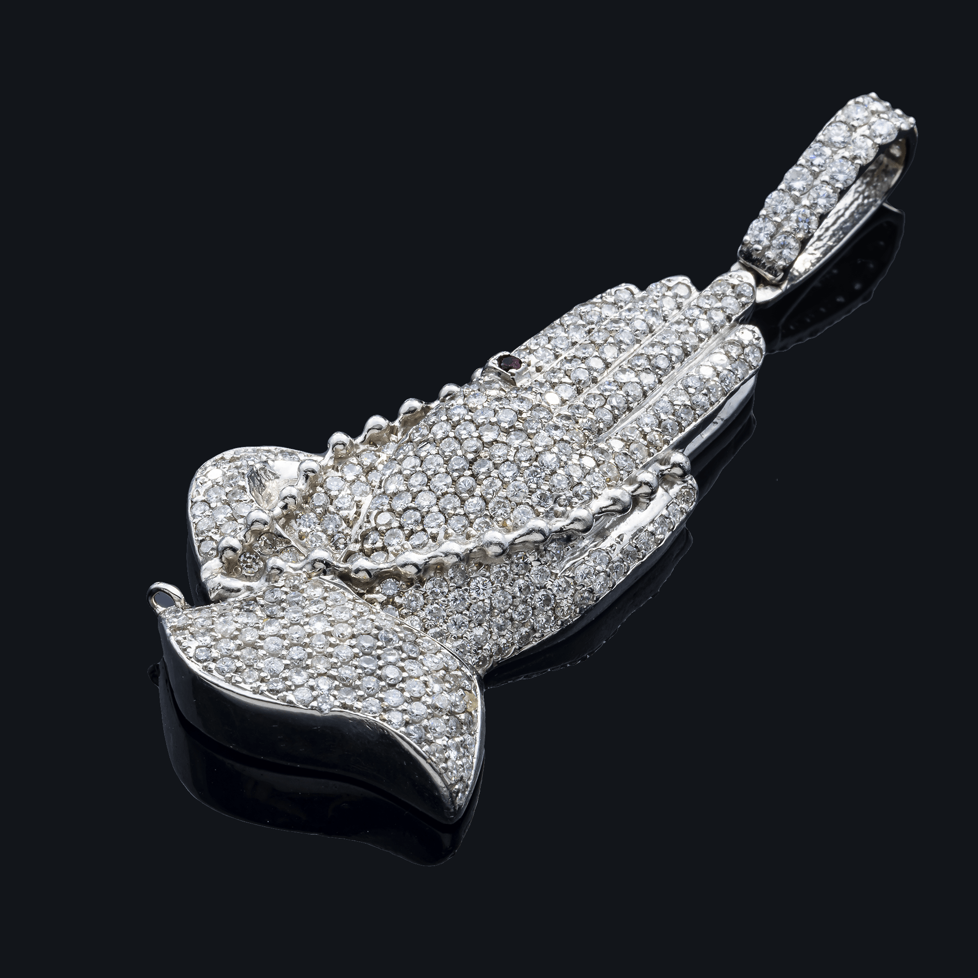 14K White Gold Iced Out Praying Hands Pendant – 8.00 Carat Round-Cut Diamond Religious Necklace