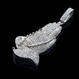 14K White Gold Iced-Out Praying Hands Pendant | 8.00 Carat Round-Cut Diamond
