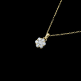 14K Yellow Gold Flower Cluster Pendant Necklace | 0.30 Carat Round-Cut Diamond