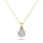 Detail view of 14K Yellow Gold Diamond Flower Pendant Necklace – 0.30 Carat Elegant Chain and Setting