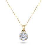 Detail view of 14K Yellow Gold Diamond Flower Pendant Necklace – 0.30 Carat Elegant Chain and Setting