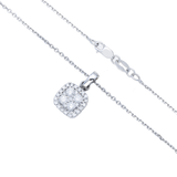 14K White Gold Square Halo Pendant Necklace | 0.75 Carat Round-Cut Diamond