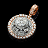 14K Two-Tone Gold Halo Round Starlight Pendant | 4.38 Carat Round-Cut Diamond