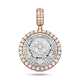 14K Two-Tone Gold Halo Round Starlight Pendant | 4.38 Carat Round-Cut Diamond