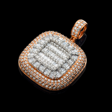 14K Two-Tone Gold Iced-Out Square Cushion Pendant | 4.66 Carat Baguette-Cut & Round-Cut Diamond