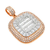 14K Two-Tone Gold Iced-Out Square Cushion Pendant | 4.66 Carat Baguette-Cut & Round-Cut Diamond