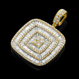 14K Yellow Gold Squared Halo Pendant | 4.96 Carat Baguette-Cut & Round-Cut Diamond