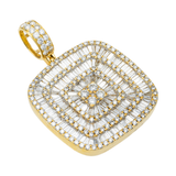 14K Yellow Gold Squared Halo Pendant | 4.96 Carat Baguette-Cut & Round-Cut Diamond