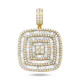 14K Yellow Gold Squared Halo Pendant | 4.96 Carat Baguette-Cut & Round-Cut Diamond