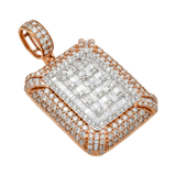 14K Two-Tone Gold Rectangle Cushion Pendant | 4.81 Carat Baguette-Cut & Round-Cut Diamond