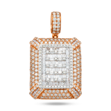 14K Two-Tone Gold Rectangle Cushion Pendant | 4.81 Carat Baguette-Cut & Round-Cut Diamond