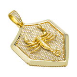 14K Yellow Gold Large Scorpion Shield Medallion Pendant | 8.15 Carat Round-Cut Diamond