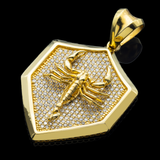 14K Yellow Gold Medium Scorpion Shield Medallion Pendant | 4.80 Carat Round-Cut Diamond