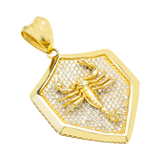 14K Yellow Gold Medium Scorpion Shield Medallion Pendant | 4.80 Carat Round-Cut Diamond