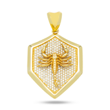14K Yellow Gold Medium Scorpion Shield Medallion Pendant | 4.80 Carat Round-Cut Diamond