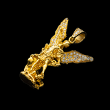 14K Yellow Gold St. Michael’s Divine Triumph Pendant | 0.65 Carat Round-Cut Diamond