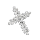 14k White Gold Flower Cross Pendant | 7.10 Carat Pear-Cut & Round-Cut Diamond